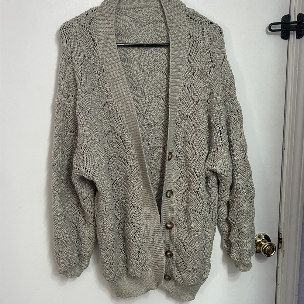 SHEIN Taupe Knit Button Cardigan